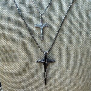 Gothic Brutalist Religious Grunge Cross Necklace Bundle‎ Lot of 2 Unbranded